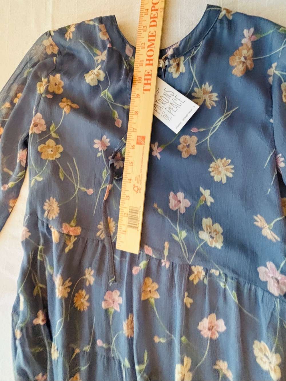 Patrons of Peace Blue Floral Tiered Maxi Dress Women’s Small NWT Work Church - Picture 6 of 9